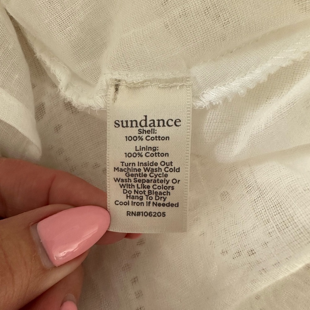 Sundance White Eyelet Embroidered Cotton Hi-Low Tiered Dress Boho Petite LG PL - Picture 6 of 6